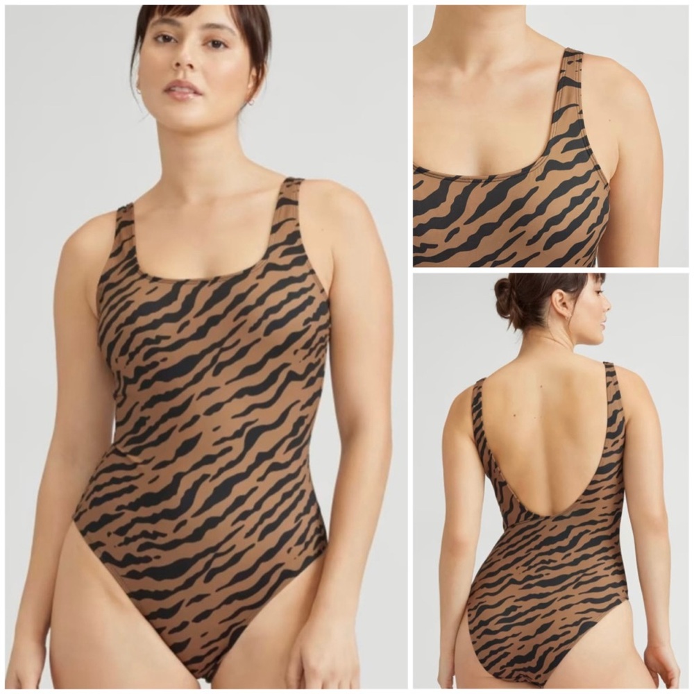 Everlane Brown and Black One Piece Swimsuit